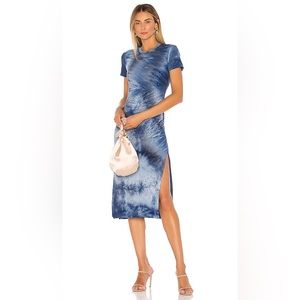 Lovers & Friends Irina Midi Dress in Blue Tie Dye Size Medium